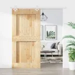 Ușă glisantă cu set feronerie, 100×210 cm, lemn masiv de pin