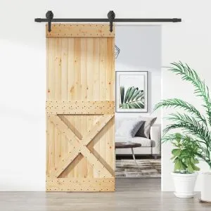 Ușă glisantă cu set de feronerie 85×210 cm, lemn masiv de pin