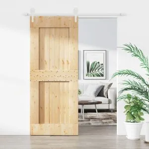 Ușă glisantă cu set de feronerie 85×210 cm, lemn masiv de pin