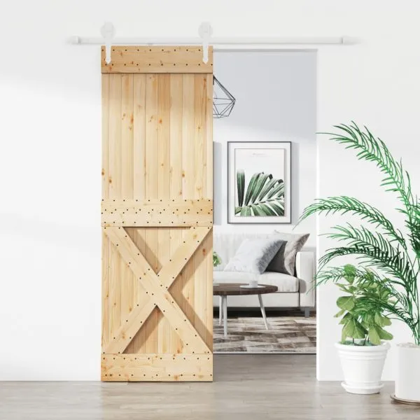 Ușă glisantă cu set de feronerie 70×210 cm, lemn masiv de pin