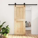 Ușă glisantă cu set de feronerie 80×210 cm, lemn masiv de pin