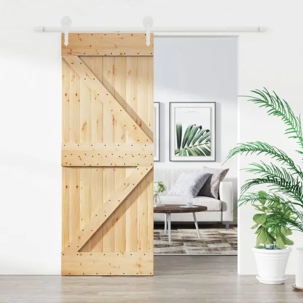 Ușă glisantă cu set de feronerie 85×210 cm, lemn masiv de pin