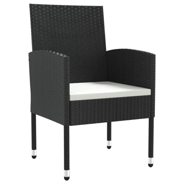 Set mobilier de grădină, 7 piese, negru, poliratan și oțel