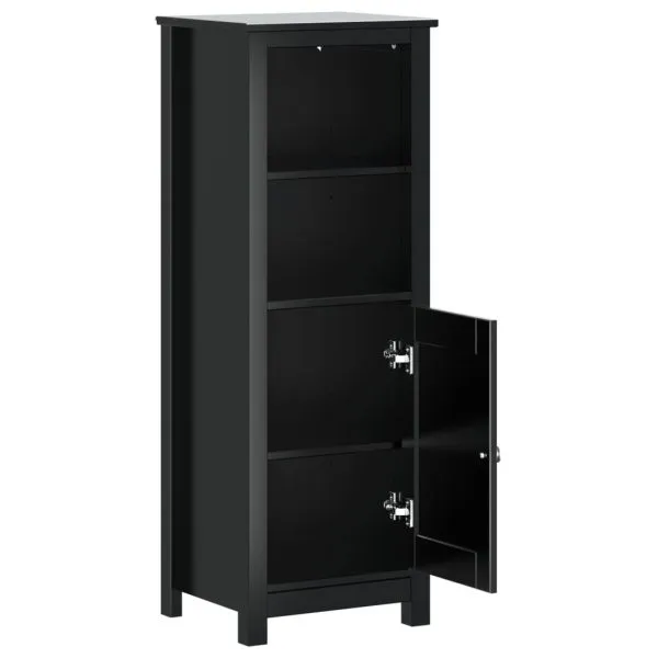 Dulap de baie BERG, negru, 40x34x110 cm, lemn masiv de pin