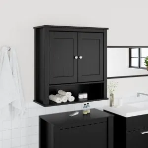 Dulap de baie de perete „BERG” negru 69,5x27x71,5 cm lemn masiv