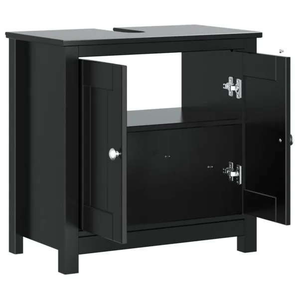 Dulap chiuvetă de baie BERG, negru, 60x34x59 cm, lemn masiv pin