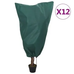 Protecții fleece pt plante, cu șnur, 12 buc 70 g/m² 0,8×0,8 m