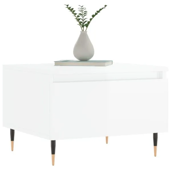 Mese de cafea 2 buc. alb extralucios 50x46x35 cm lemn compozit