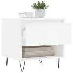 Mese de cafea 2 buc. alb extralucios 50x46x50 cm lemn compozit