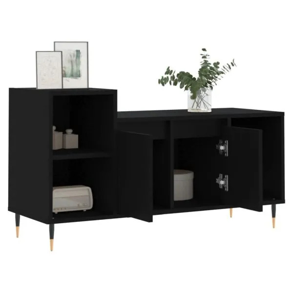Comodă TV, negru, 100x35x55 cm, lemn prelucrat