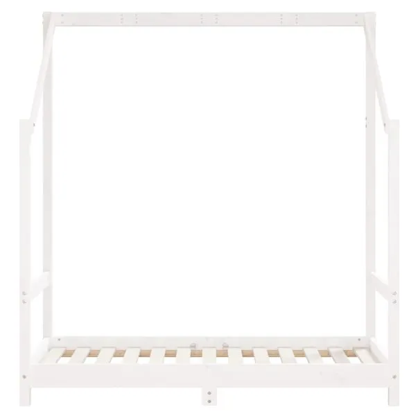Cadru de pat pentru copii, alb, 70×140 cm, lemn masiv de pin