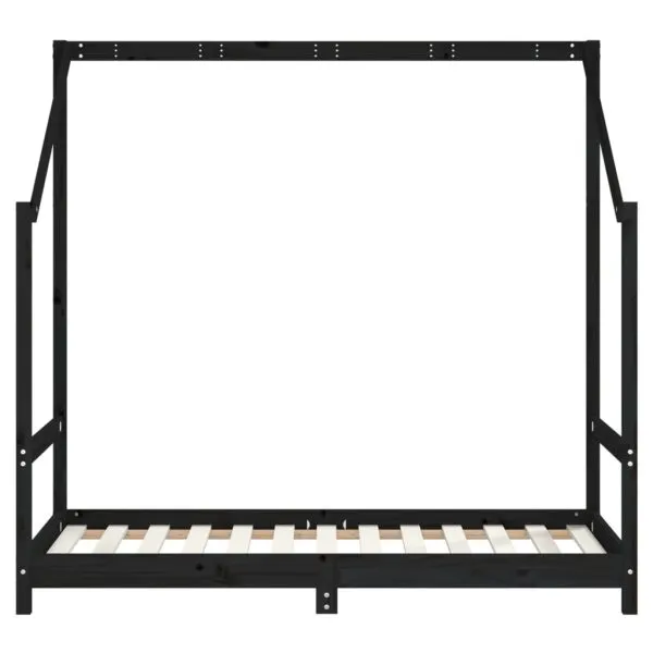 Cadru de pat pentru copii, negru, 80×160 cm, lemn masiv de pin