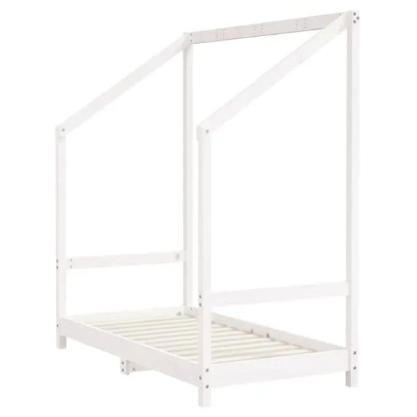 Cadru de pat pentru copii, alb, 2x(70×140) cm, lemn masiv pin