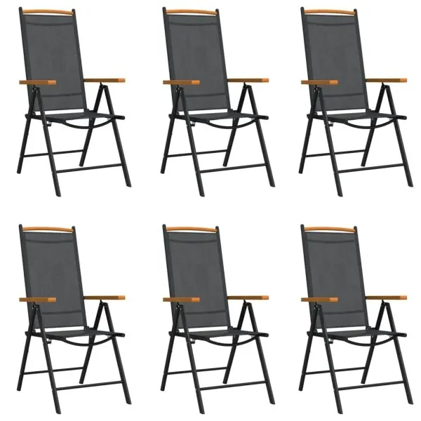 Set mobilier pentru grădină, 7 piese, negru, aluminiu