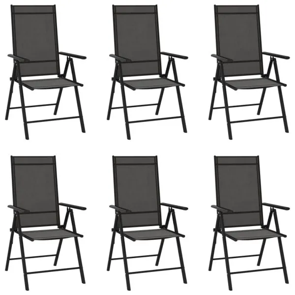Set mobilier pentru grădină, 7 piese, negru, aluminiu