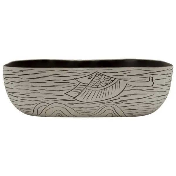 Lavoar de blat gri/negru 48×37,5×13,5 cm, ceramică, dreptunghi