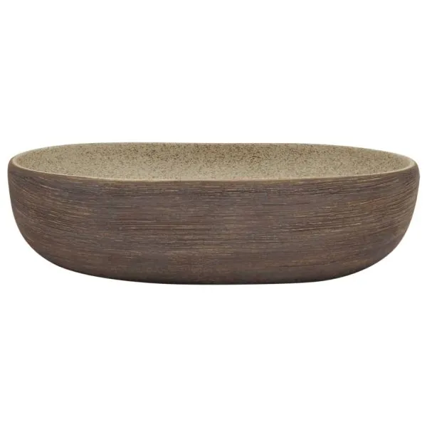 Lavoar de blat, nisipiu și maro 59x40x14 cm, ceramică, oval