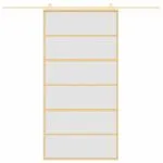 Ușă glisantă, auriu, 102,5×205 cm, sticlă ESG mată și aluminiu