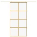 Ușă glisantă, auriu, 102,5×205 cm, sticlă ESG mată și aluminiu