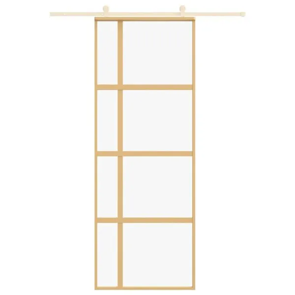 Ușă glisantă auriu 76×205 cm sticlă ESG transparentă/aluminiu