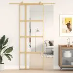 Ușă glisantă auriu 76×205 cm sticlă ESG transparentă/aluminiu