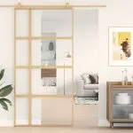 Ușă glisantă, auriu, 102,5×205 cm, sticlă ESG mată și aluminiu