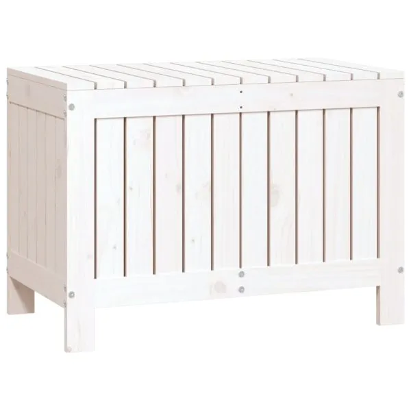 Cutie de depozitare grădină, alb, 76×42,5×54 cm, lemn masiv pin