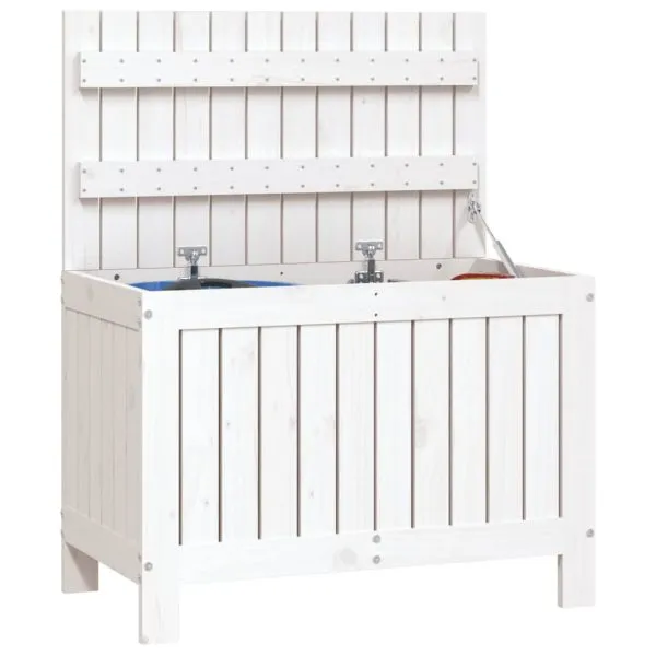 Cutie de depozitare grădină, alb, 76×42,5×54 cm, lemn masiv pin
