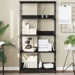 Bibliotecă, negru, 78,5x33x153 cm, lemn prelucrat