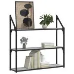 Raft cu 3 niveluri, gri sonoma, 80x21x78,5 cm, lemn prelucrat