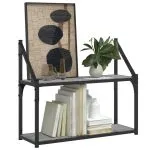Raft cu 2 niveluri, gri sonoma, 60x21x51 cm, lemn prelucrat