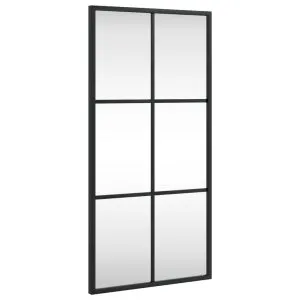 Oglindă de perete, negru, 30×60 cm, dreptunghiulară, fier
