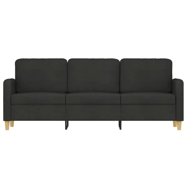 Canapea cu 3 locuri, negru, 180 cm, material textil