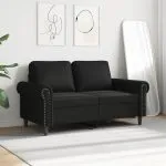 Canapea cu 2 locuri, negru, 120 cm, piele ecologică