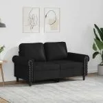 Canapea cu 2 locuri, negru, 120 cm, piele ecologică