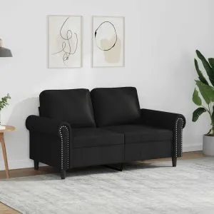 Canapea cu 2 locuri, negru, 120 cm, piele ecologică