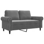 Canapea cu 2 locuri, gri închis, 120 cm, catifea