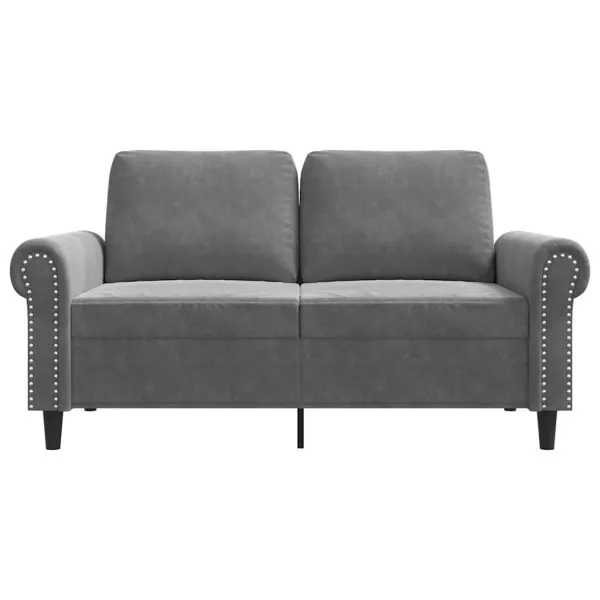 Canapea cu 2 locuri, gri închis, 120 cm, catifea