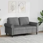 Canapea cu 2 locuri, gri închis, 120 cm, catifea