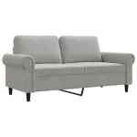 Canapea cu 2 locuri, gri deschis, 140 cm, catifea