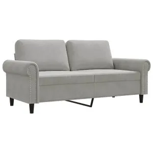 Canapea cu 2 locuri, gri deschis, 140 cm, catifea