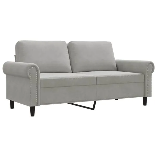 Canapea cu 2 locuri, gri deschis, 140 cm, catifea