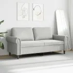 Canapea cu 2 locuri, gri deschis, 140 cm, catifea
