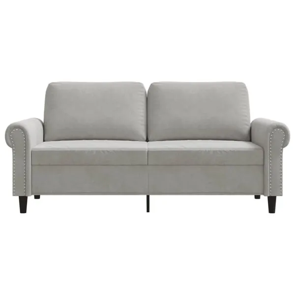 Canapea cu 2 locuri, gri deschis, 140 cm, catifea