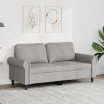 Canapea cu 2 locuri, gri deschis, 140 cm, catifea