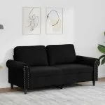 Canapea cu 2 locuri, negru, 140 cm, catifea