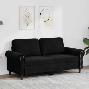 Canapea cu 2 locuri, negru, 140 cm, catifea
