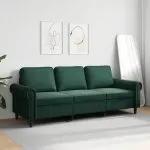 Canapea cu 3 locuri, verde închis, 180 cm, catifea