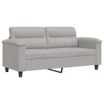 Canapea cu 2 locuri, gri deschis, 140 cm, țesătură microfibră