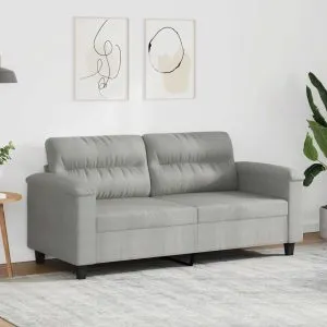 Canapea cu 2 locuri, gri deschis, 140 cm, țesătură microfibră